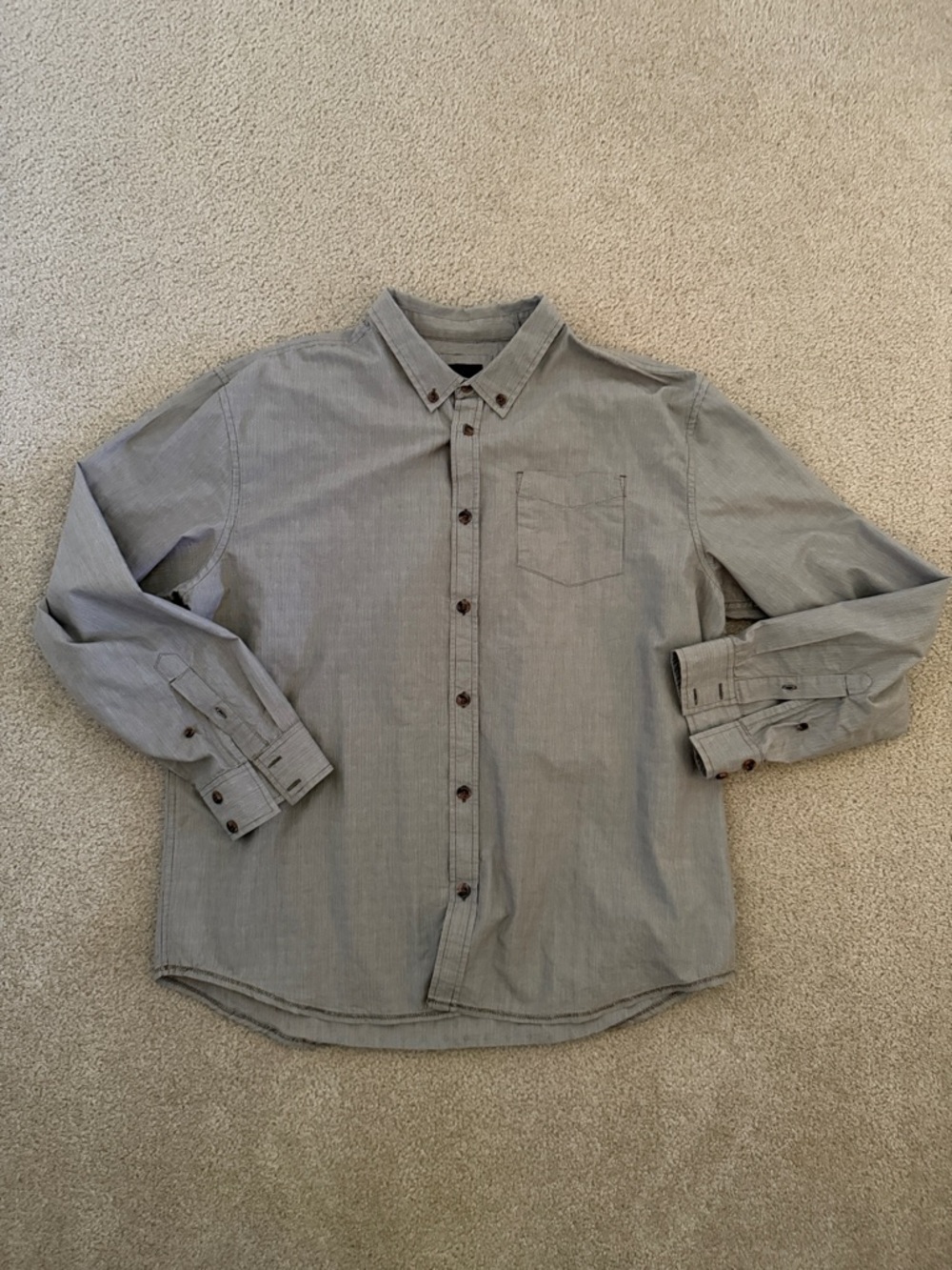 Prana Men's Light Gray Striped Button-Down Shirt